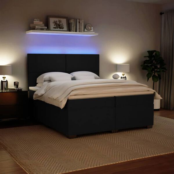 vidaXL Boxspring met matras fluweel zwart 200x200 cm