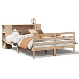 vidaXL Bed met boekenkast zonder matras massief grenenhout 140x200 cm