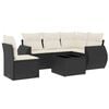 vidaXL 6-delige Loungeset met kussens poly rattan zwart