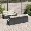 vidaXL Tuin Sofa Set 8 pcs Zwart en Crème Poly rattan, staal en glas