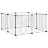 vidaXL Huisdierkooi met 8 panelen, zwart, 70x70x35 cm, staal