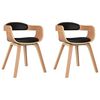 vidaXL Eetkamerstoelen 2 st gebogen hout en kunstleer zwart
