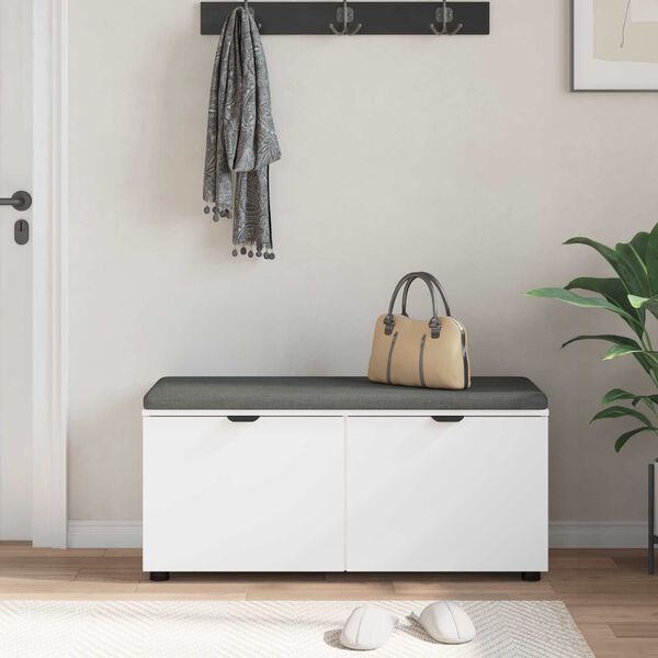vidaXL Halbank met kussen met opslag met de deur Wit 100 x 38 x 46 cm