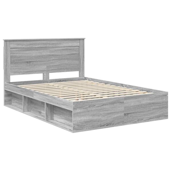 vidaXL Bedframe Grijs Sonoma 160 x 200 cm Massief grenenhout