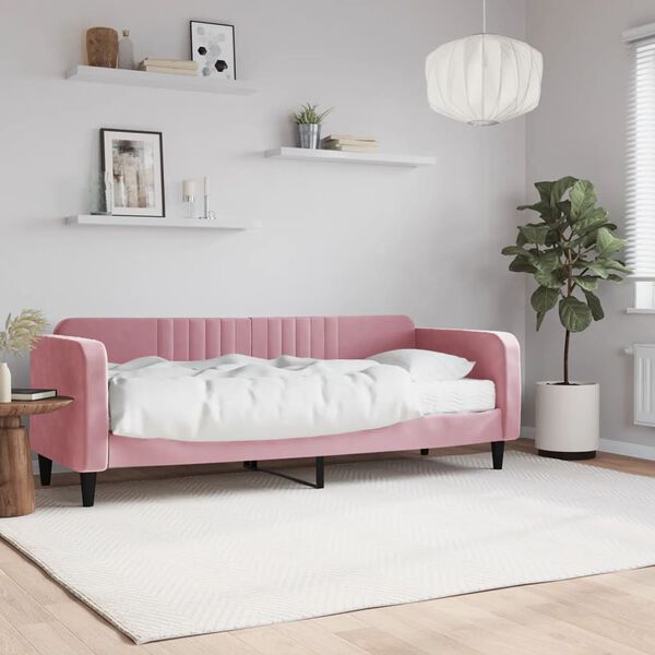 vidaXL Slaapbank met matras 80x200 cm fluweel roze