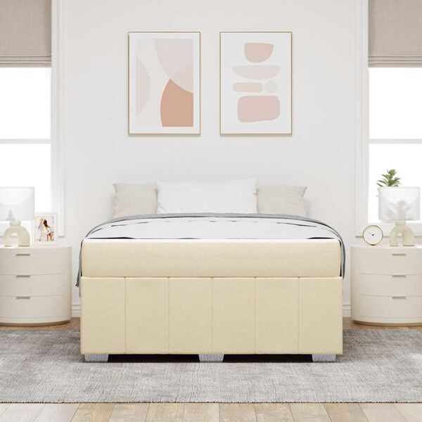 vidaXL Bedframe met matras Cr&egrave;me 140 x 200 cm Stof