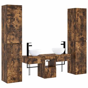 vidaXL Badkamermeubelset 5 st Gerookt eiken 33 x 34,5 x 160 cm