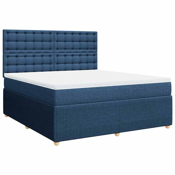 vidaXL Boxspring met matras stof blauw 180x200 cm