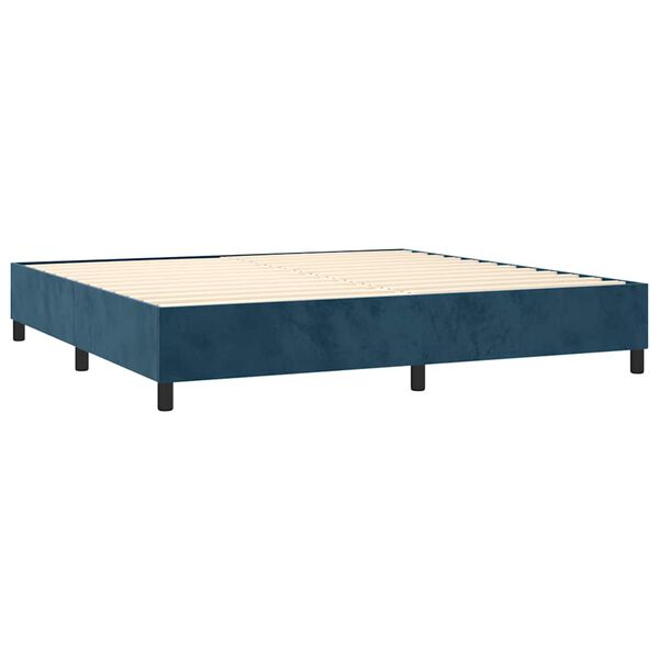 vidaXL Boxspring met matras fluweel donkerblauw 200x200 cm