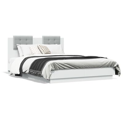 vidaXL Bedframe met hoofdeinde en LED-verlichting wit 140x190 cm