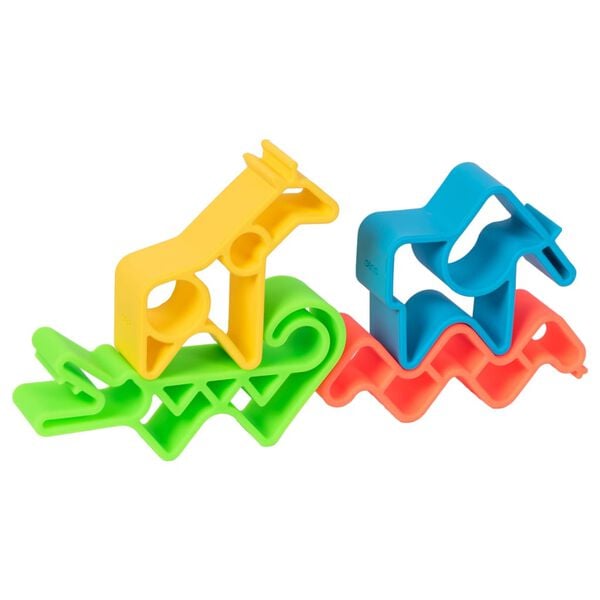 d&euml;na 4-delige Speelgoedset Neon dieren silicone