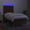 vidaXL Boxspring met matras en LED stof donkerbruin 80x200 cm