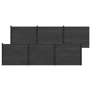 vidaXL Hekpaneel 6 pcs WPC en Aluminium Zwart
