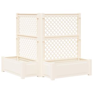 vidaXL Grote plantenbak met trellis 2 pcs Wit 143 x 143 x 133,5 cm PP