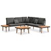 vidaXL 4-delige Loungeset met kussens massief acaciahout