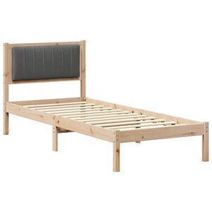vidaXL Bedframe met Gevoerd Hoofdgedeelte Donkergrijs 75 x 190 cm