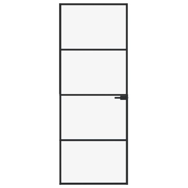 vidaXL Binnendeur 76x201,5 cm gehard glas en aluminium smal zwart