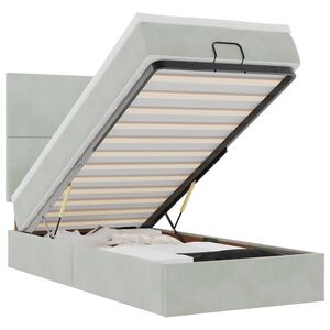 vidaXL Ottoman bed met matrassen en LED's 90x200cm fluweel lichtgrijs