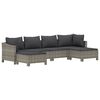 vidaXL 6-delige Loungeset met kussens poly rattan grijs