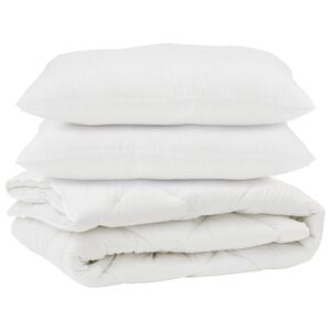 vidaXL Dekbed met kussen 3 pcs Wit Microvezel