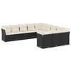 vidaXL 11-delige Loungeset met kussens poly rattan zwart