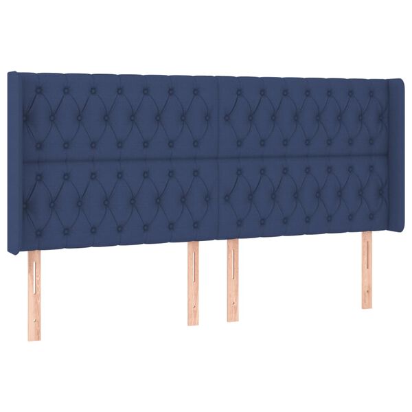 vidaXL Hoofdbord LED 183x16x118/128 cm stof blauw