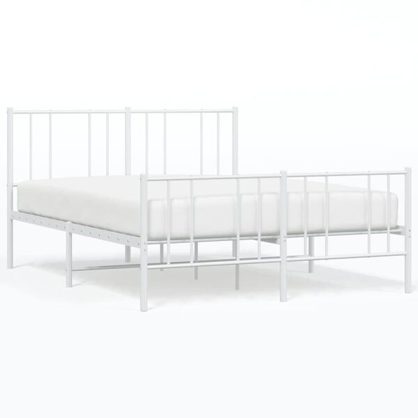 vidaXL Bedframe met hoofd- en voeteneinde metaal wit 160x200 cm