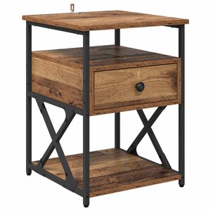 vidaXL Nachtkastje met lade Oudhout 40 x 42 x 55 cm Bewerkt hout
