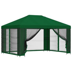 vidaXL Tuin Gazebo met Zijwanden 4 &times; 3 m Groen Polyester en staal