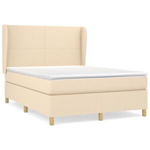vidaXL Boxspring met matras stof cr&egrave;mekleurig 140x190 cm
