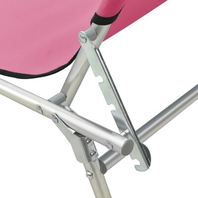 vidaXL Ligbed inklapbaar met luifel aluminium roze