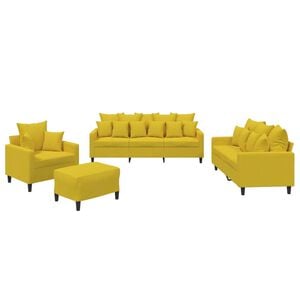 vidaXL 4-delige Loungeset met kussens fluweel geel