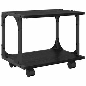 vidaXL Printerstand Zwart Eiken 41 x 28 x 33.5 cm Bewerkt hout