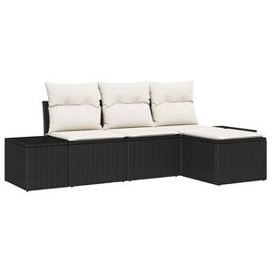 vidaXL Tuin Sofa Set met kussen 4 pcs Zwart en Cr&egrave;me poly rattan