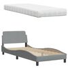 vidaXL Bed met matras "Hanko" stof lichtgrijs 90x190 cm