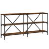 vidaXL Wandtafel 160x30x75 cm bewerkt hout en ijzer gerookt eikenkleur