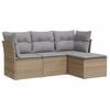 vidaXL 4-delige Loungeset met kussens poly rattan beige