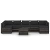 vidaXL 8-delige Loungeset met kussens grijs ge&iuml;mpregneerd hout