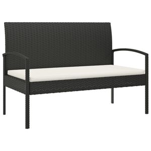 vidaXL Tuinbank met kussen 105 cm poly rattan zwart
