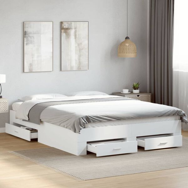 vidaXL Bedframe met lades bewerkt hout wit 160x200 cm