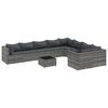 vidaXL 10-delige Loungeset met kussens poly rattan grijs