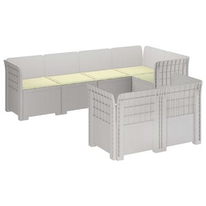 vidaXL 7-Persoons Tuinbank met Kussens Rieten Look PP Wit