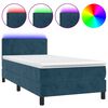 vidaXL Boxspring met matras en LED fluweel donkerblauw 90x200 cm