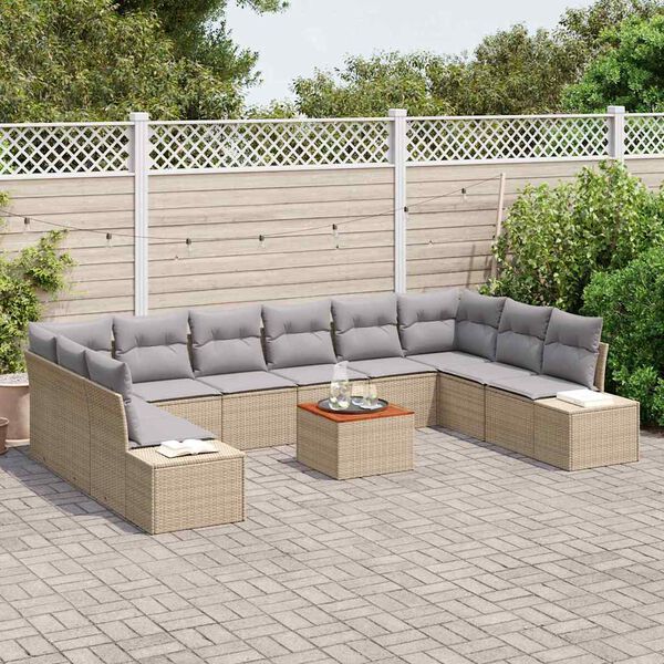 vidaXL Tuin Sofa Set 11 pcs beige en lichtgrijs