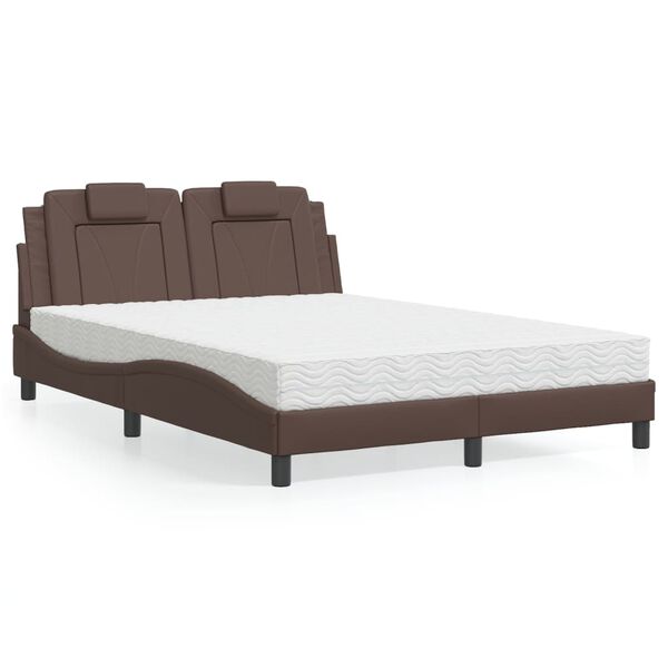 vidaXL Bed "Viana" met matras kunstleer bruin 140x200 cm