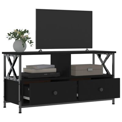 vidaXL Tv-meubel 90x33x45 cm bewerkt hout en ijzer zwart