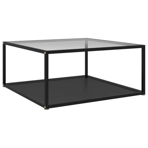 vidaXL Salontafel 80x80x35 cm gehard glas transparant en zwart