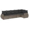 vidaXL 6-delige Loungeset met kussens poly rattan grijs