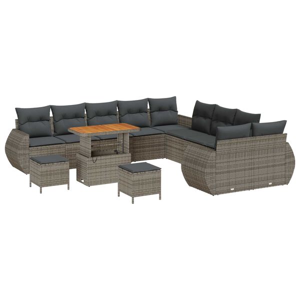vidaXL Tuin Sofa Set 13 pcs Grijs Poly rattan en gepoedercoat staal