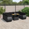 vidaXL 10-delige Loungeset met kussens poly rattan zwart